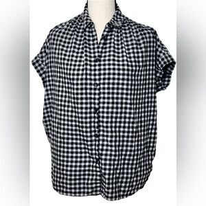 Madewell Button Down Shirt Oversize Cotton Flannel Gingham Black White size XXS